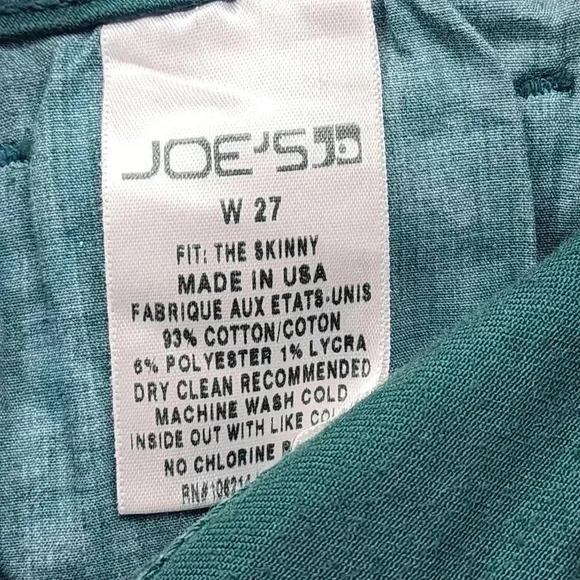 Joe's Skinny Long Inseam Mid Rise Stretched Women' s Jeans 27 Green - Picture 7 of 8